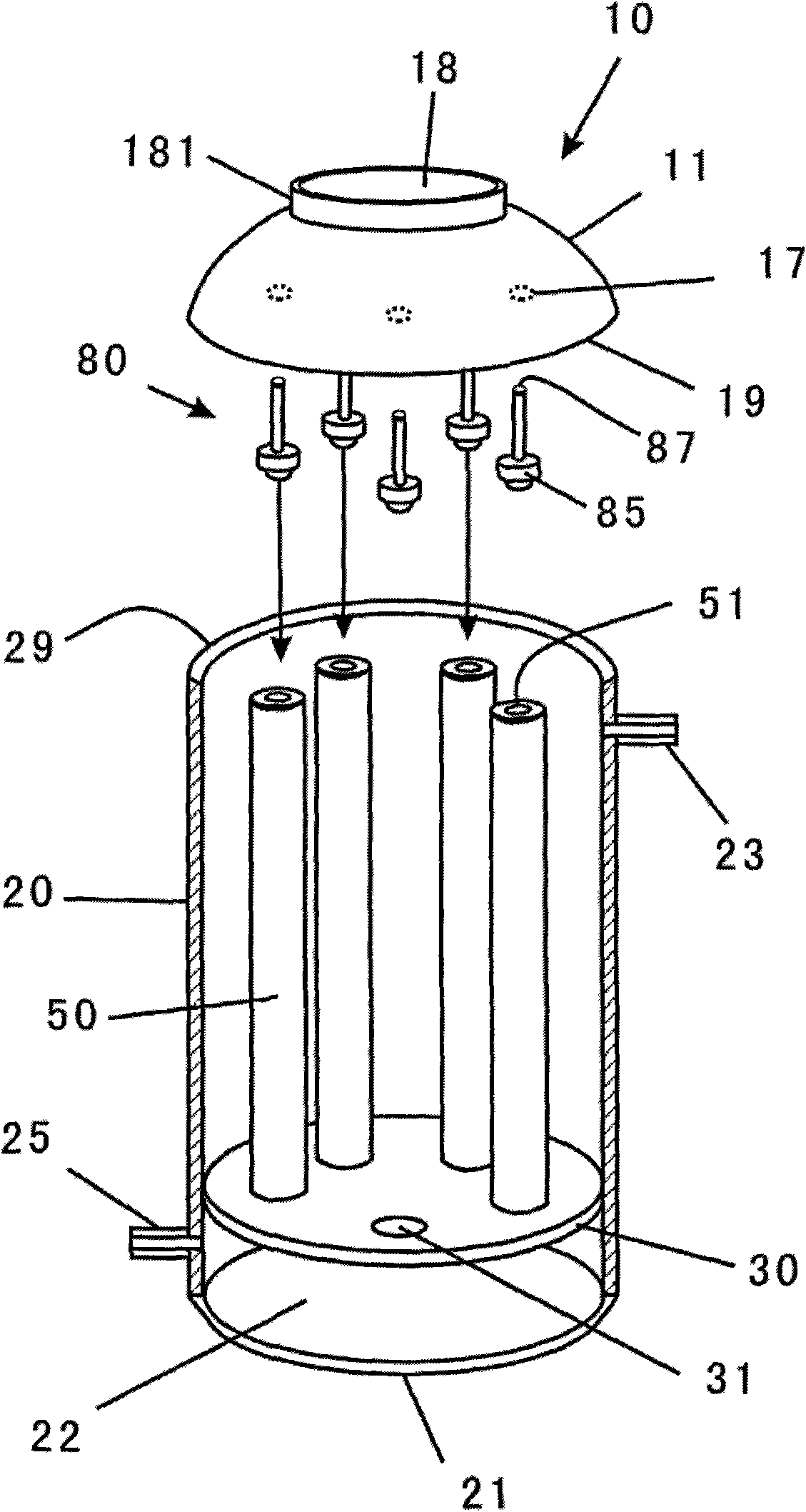 Method and device for supporting and fixing filter element of precision filter by using upper seal head