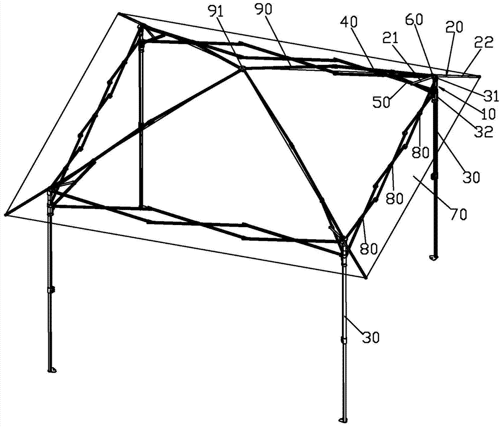 Folding tent eave frame mechanism