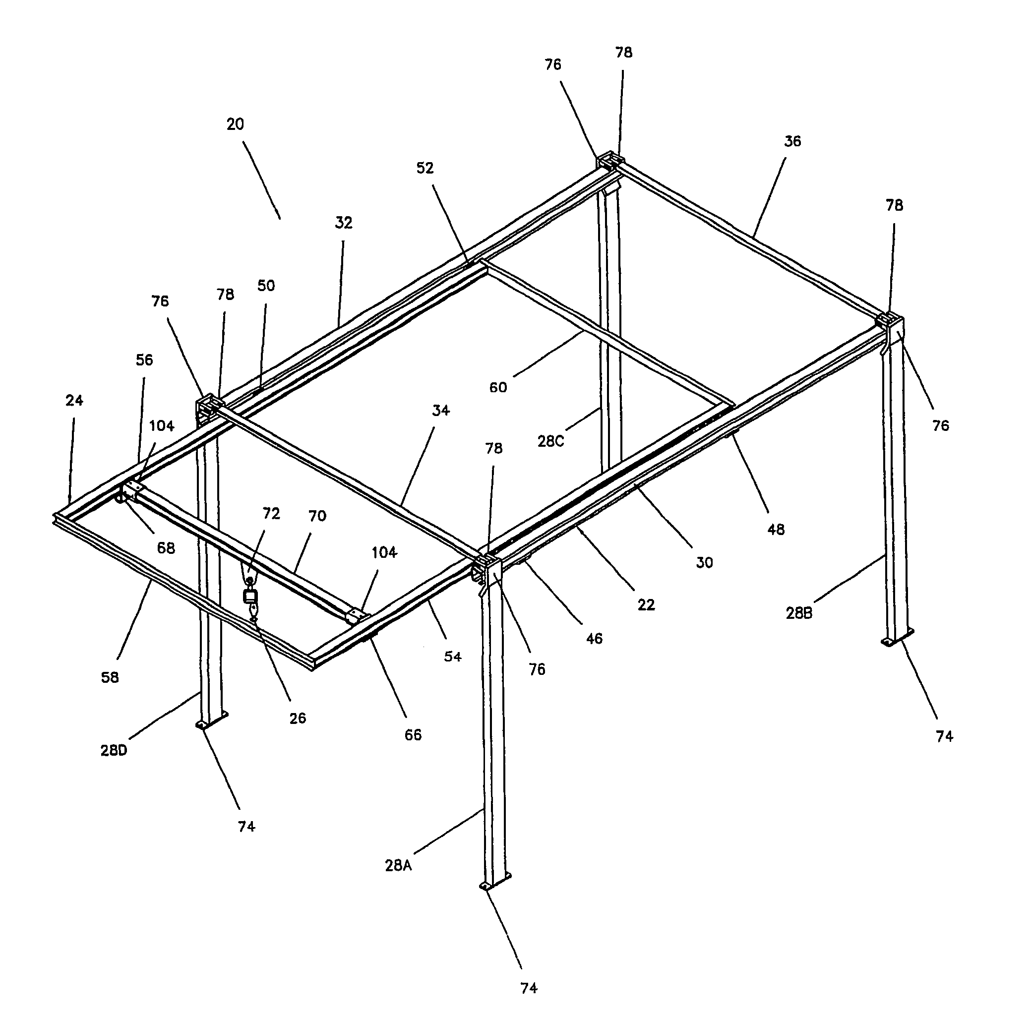 Low headroom telescoping bridge crane system