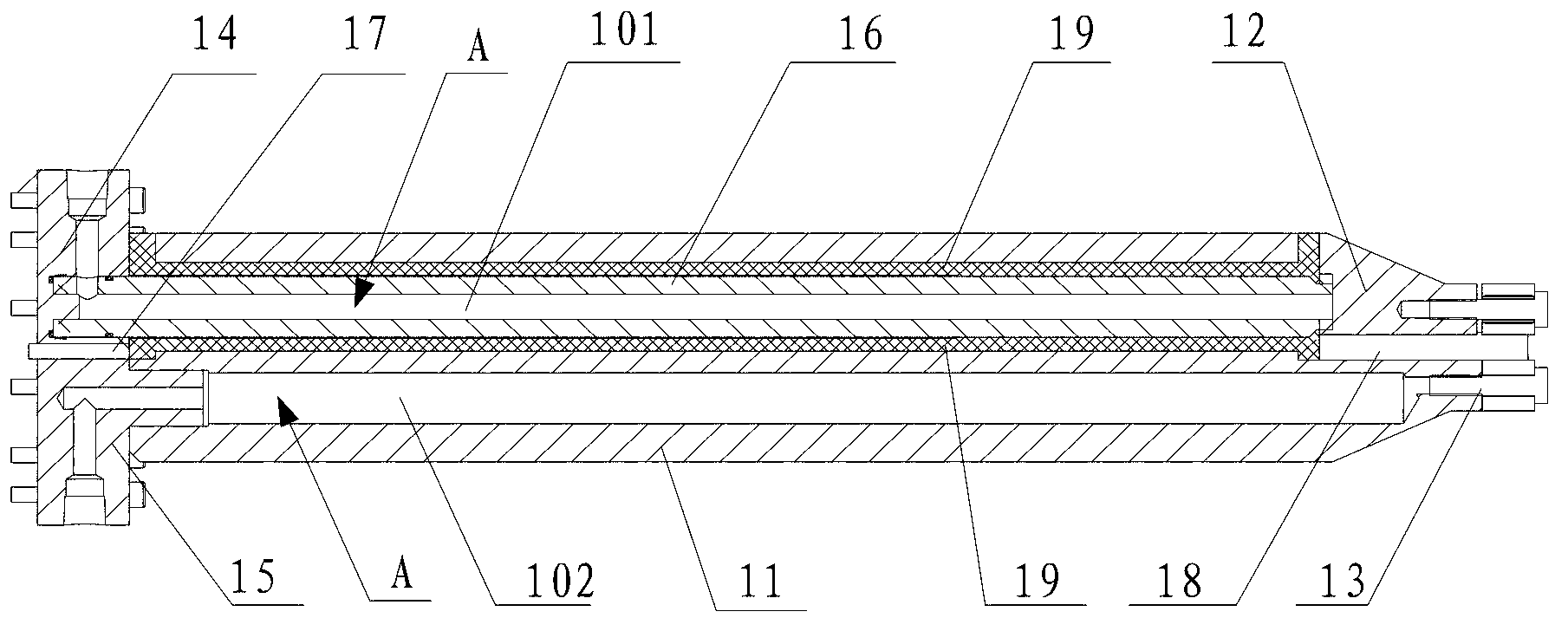 Electrode of heating device for zone melting furnace