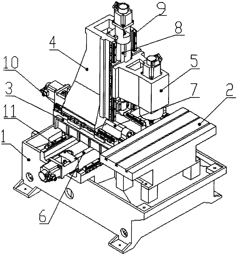 Column mechanism of vertical high speed drilling and milling machining centre for moveable pillar