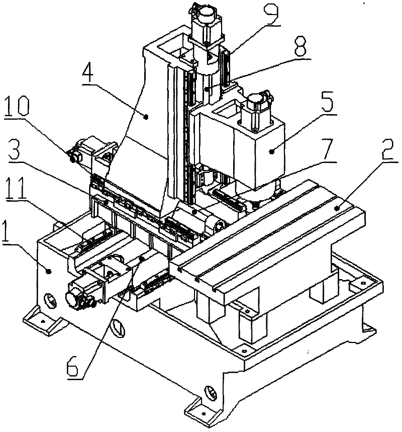 Column mechanism of vertical high speed drilling and milling machining centre for moveable pillar