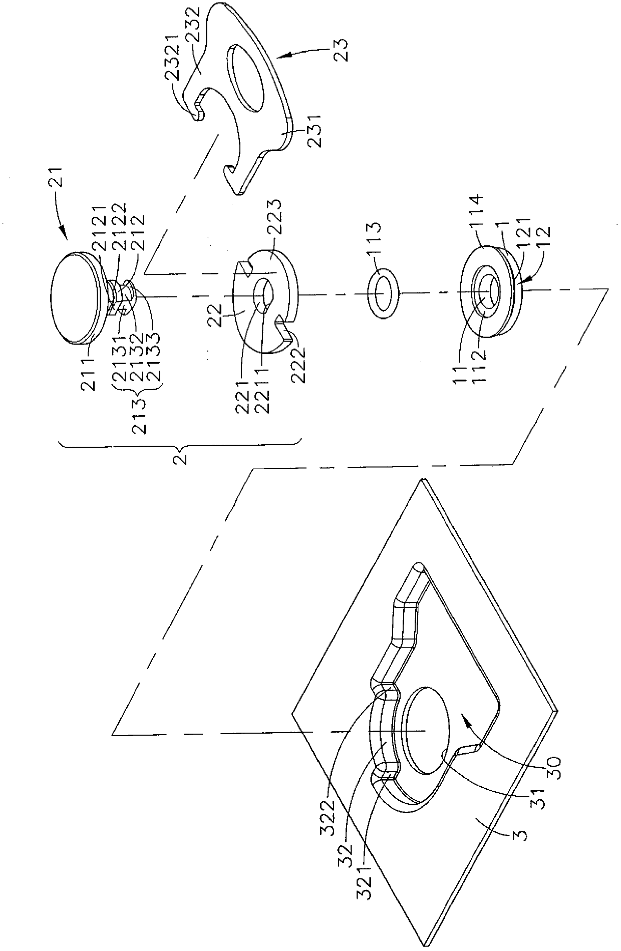 BTB (board to board) rotary fastening device