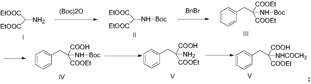 Synthetic method of monoamine inhibitor class intermediate 2-acetamido-2-benzylmalonate monoethyl ester