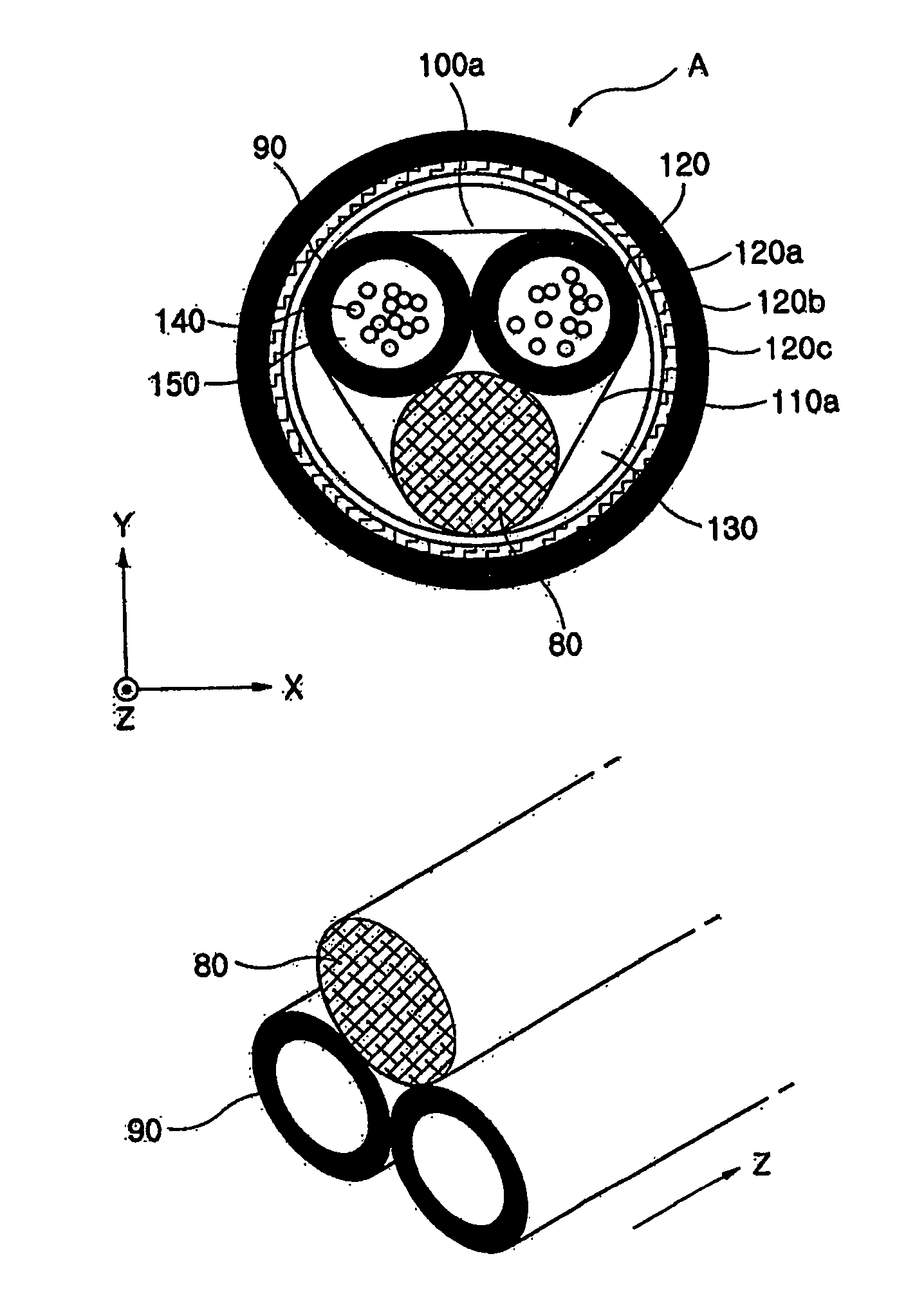 Loose tube optical cable having straight aggregation structure