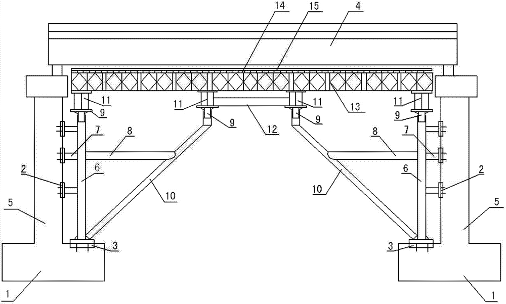 Large-span non-floor type cast-in-place beam falsework and construction method thereof