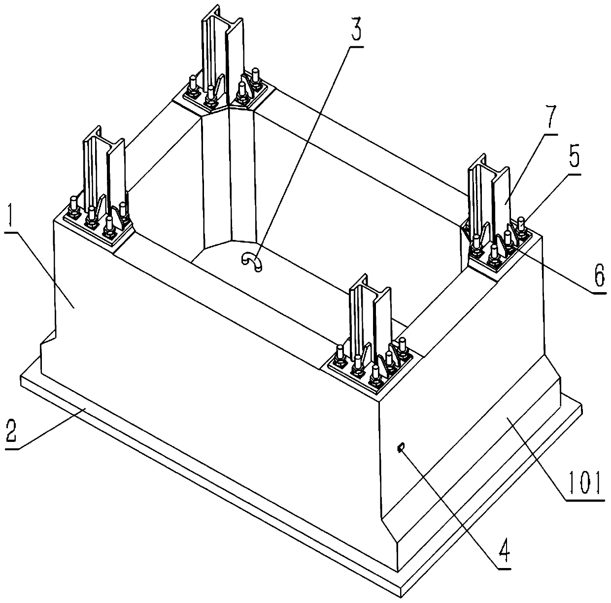 Prefabricated foundation pit for additionally installing elevator and construction method