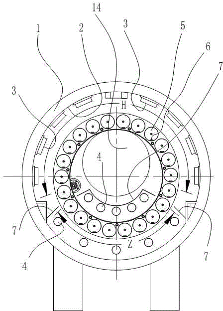 A planetary workpiece holder of a vacuum coating machine