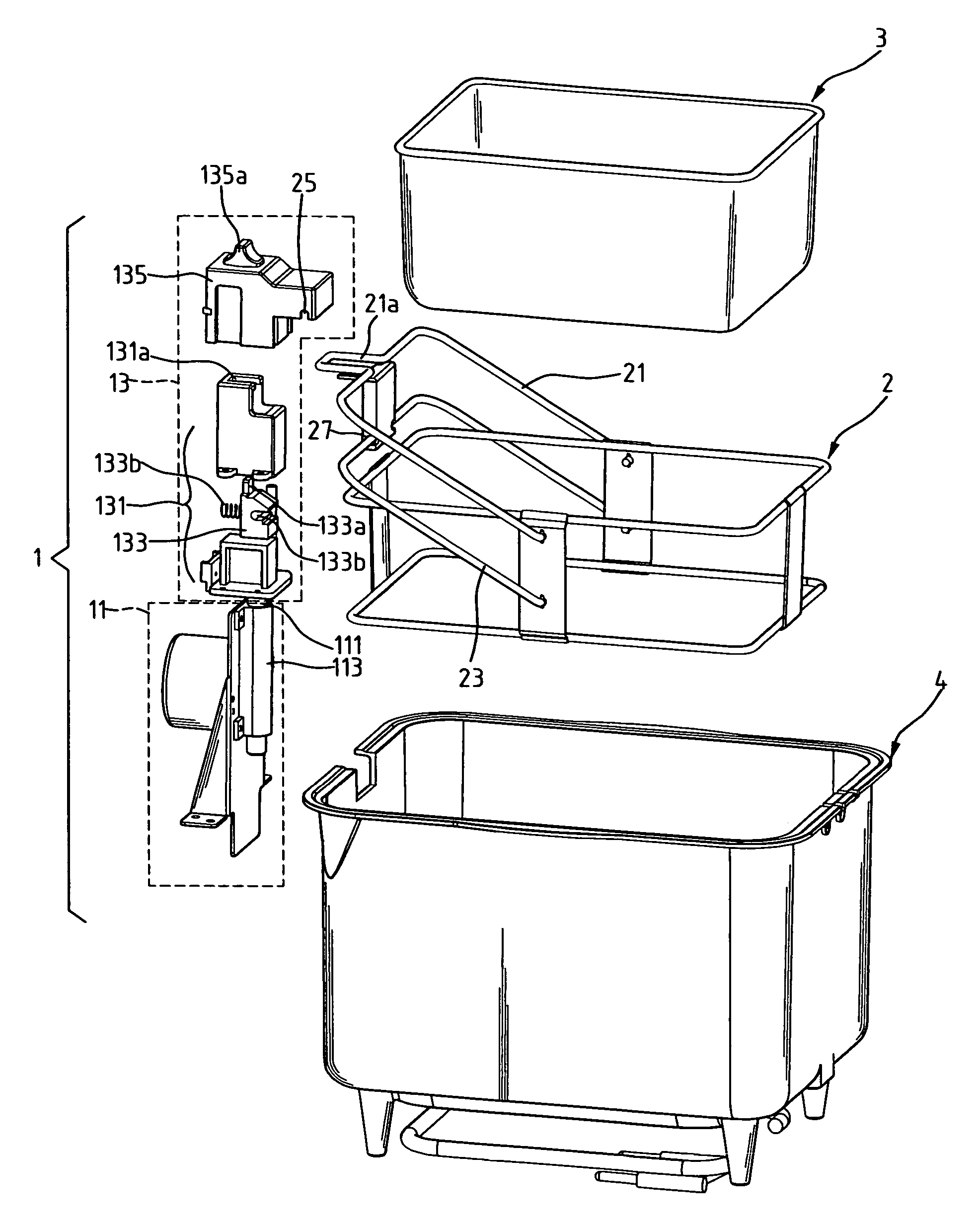 Control mechanism for deep fryer to control elevation of basket received in the deep fryer
