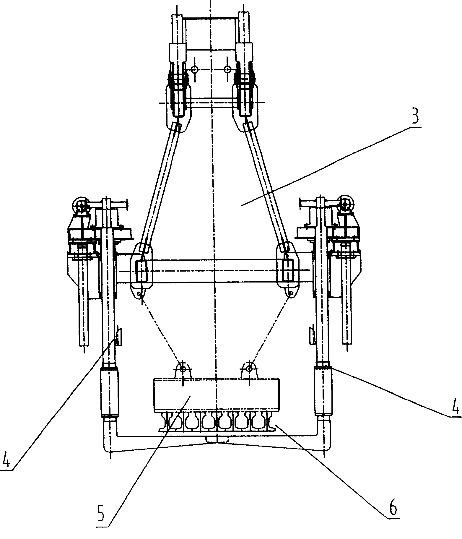 A hoisting sling specially for long steel rails