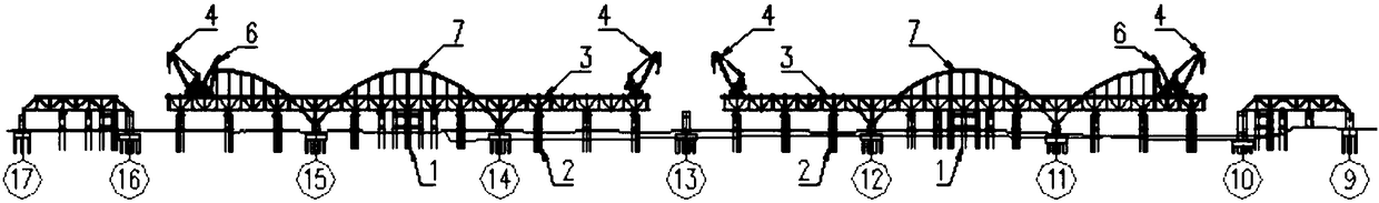 Rapid construction method for continuous steel truss girder flexible arch steel bridge