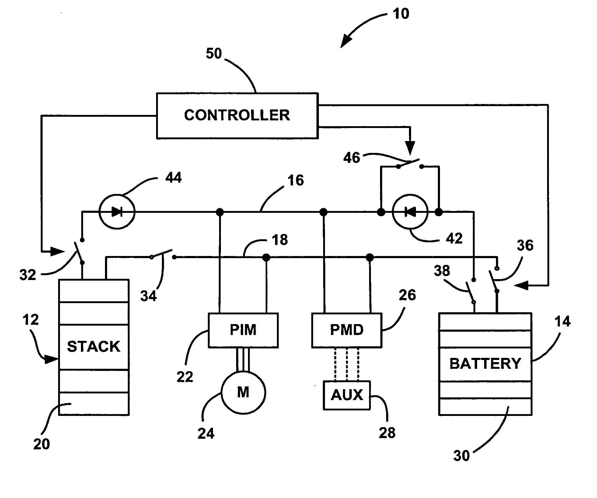 DC/DC-less coupling of matched batteries to fuel cells