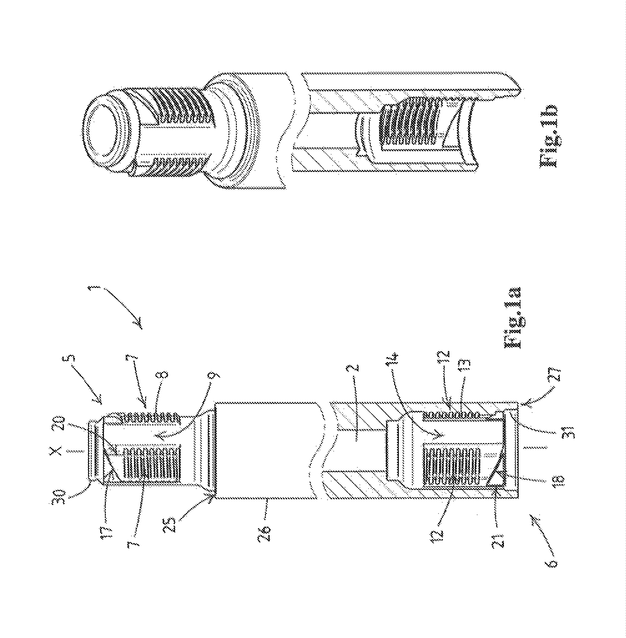 Soil probing device having threaded male and female bayonet columns