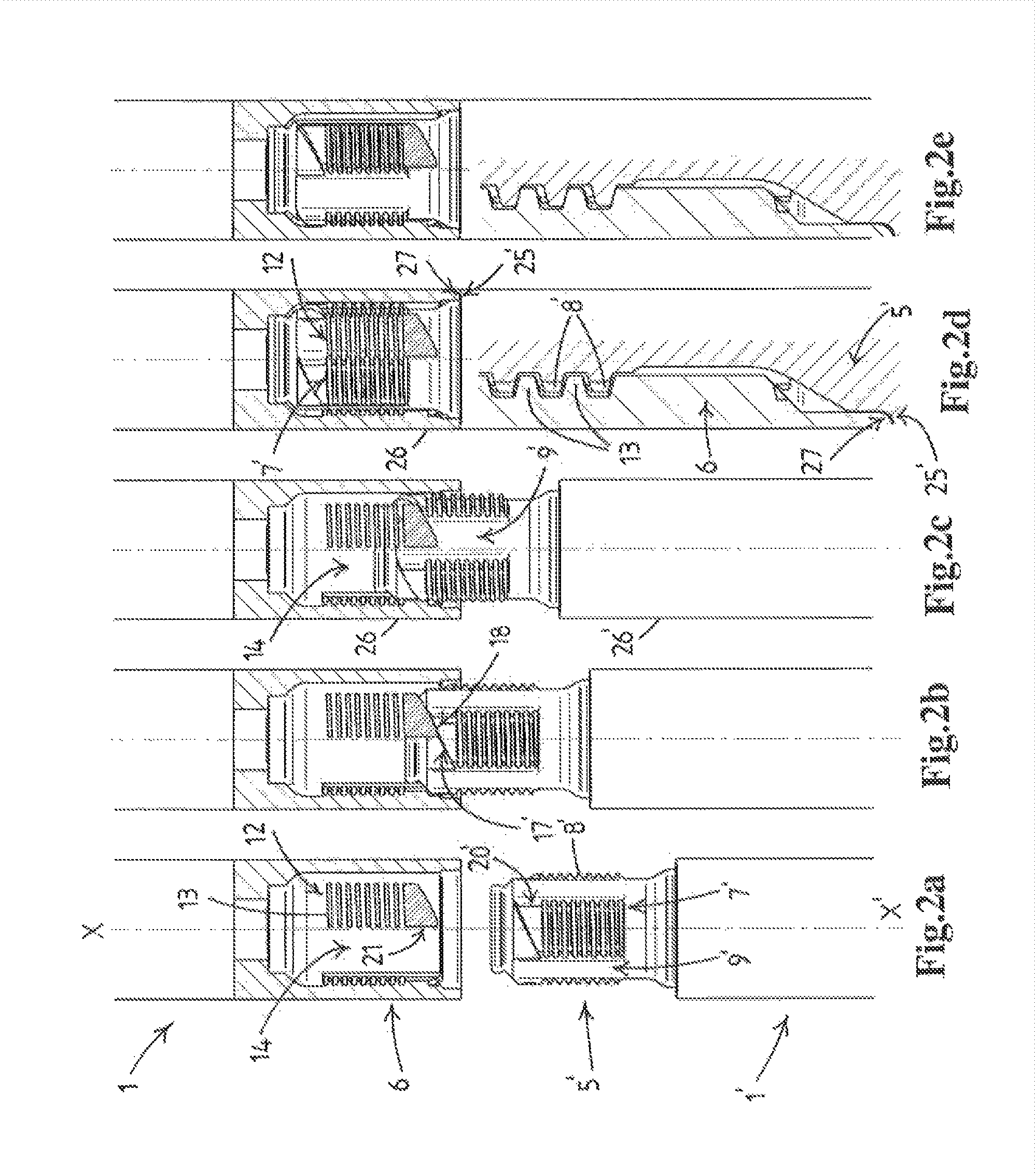 Soil probing device having threaded male and female bayonet columns