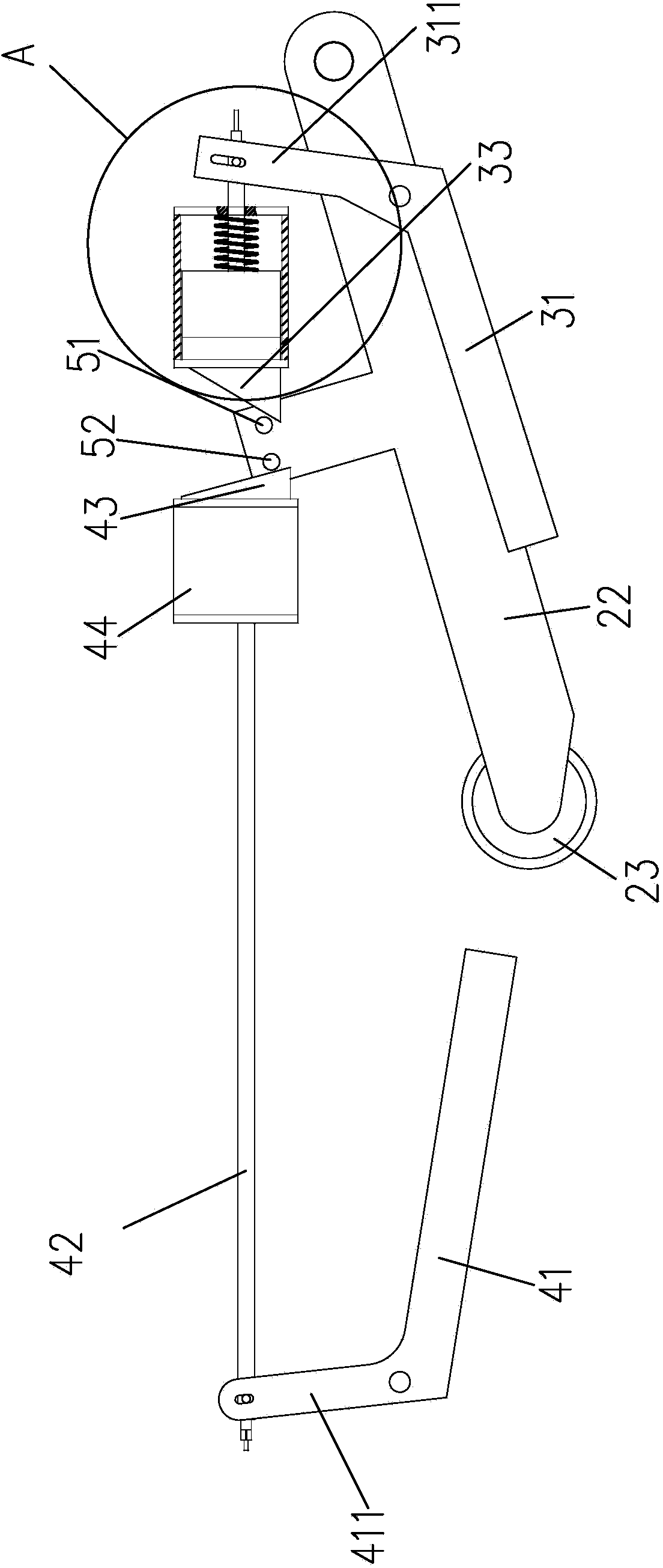 Double-wheel touch locking type turning advancing mechanism and firefighting moped with same