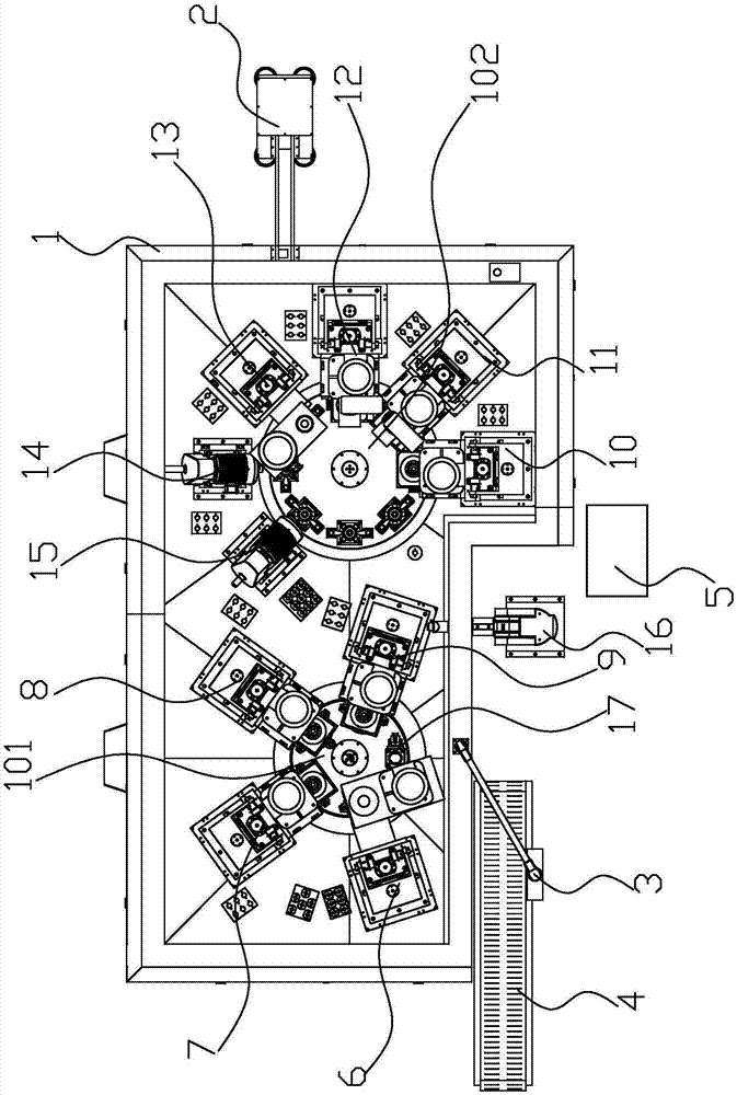 Full-automatic machining device for rotary table of bearing seat