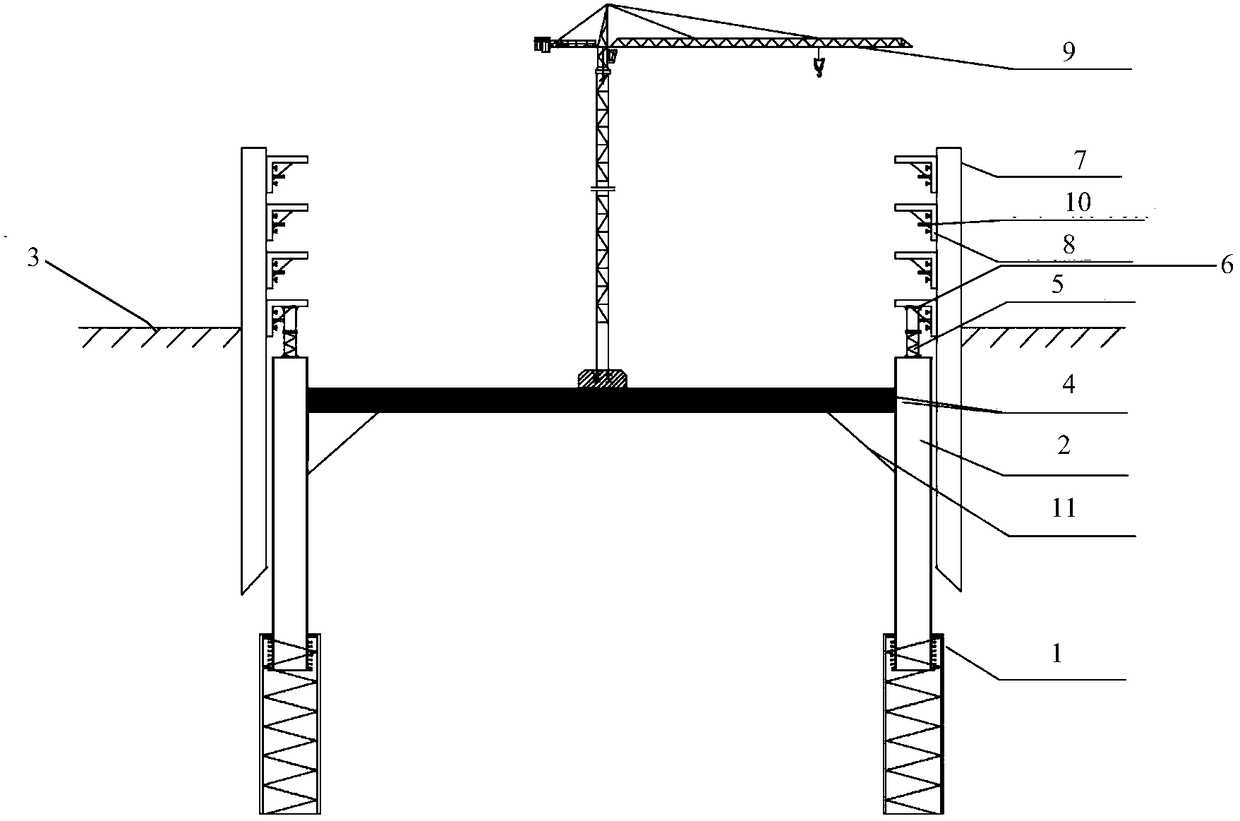 Construction structure and construction method for open caisson
