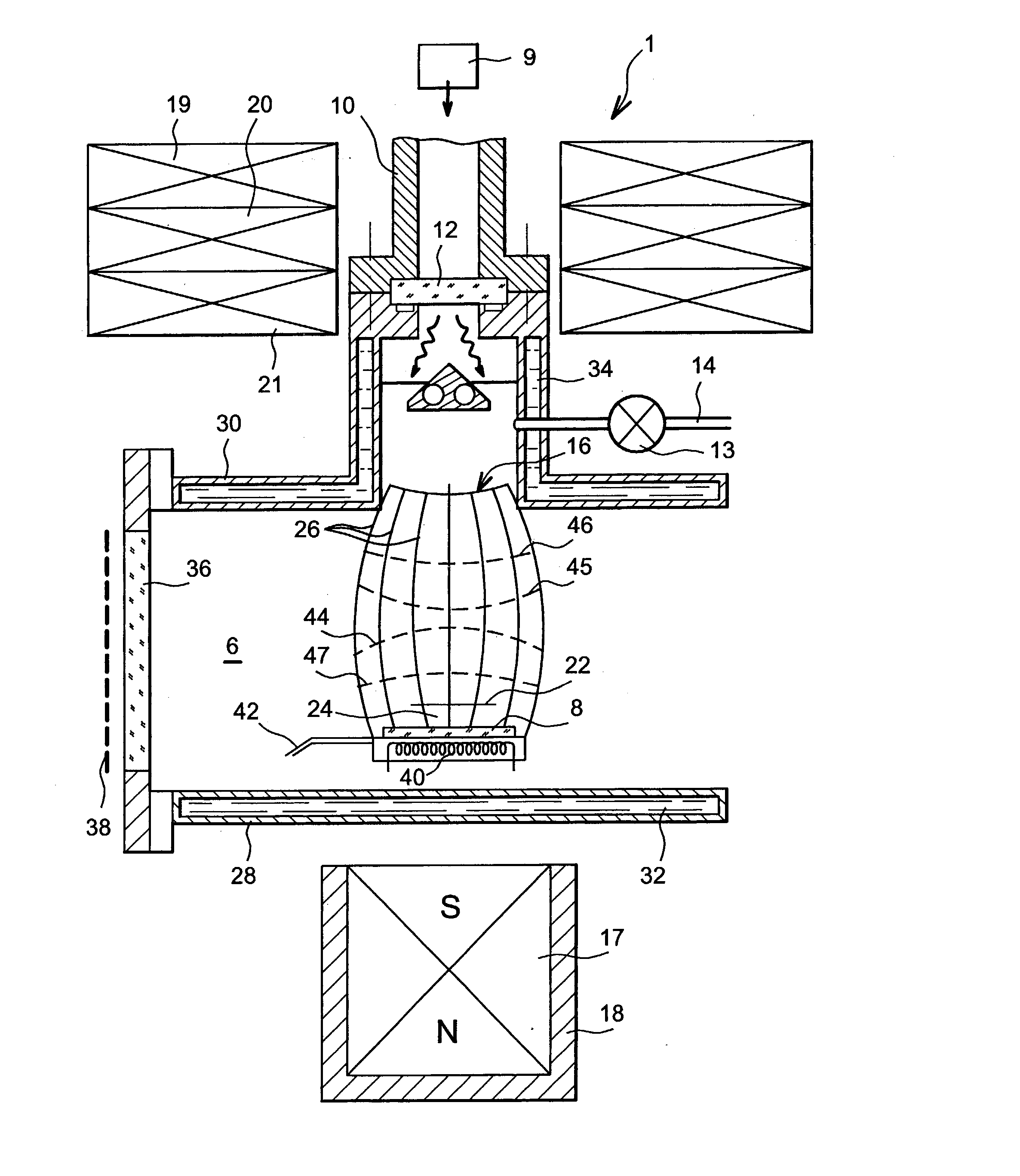 Process for making at least one nanotube between two electrically conducting elements and device for implementing such a process