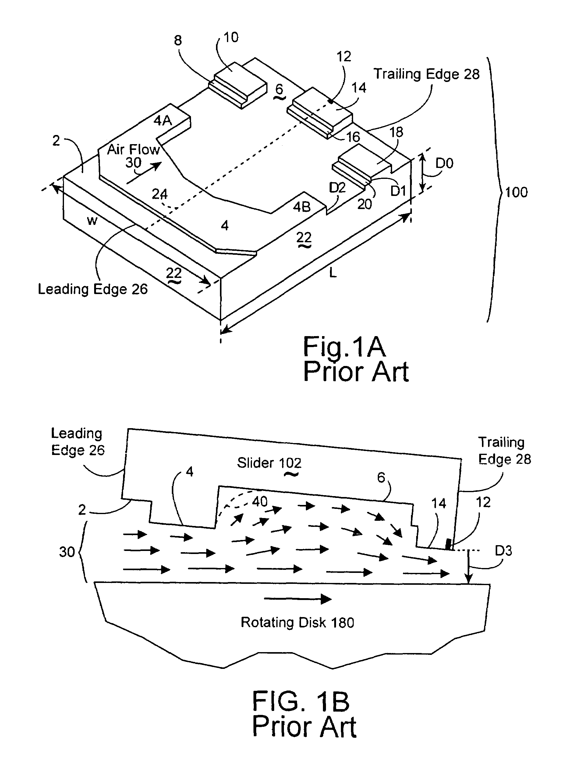 Method and apparatus supporting a slider having multiple deflection rails in a negative pressure pocket for a hard disk drive