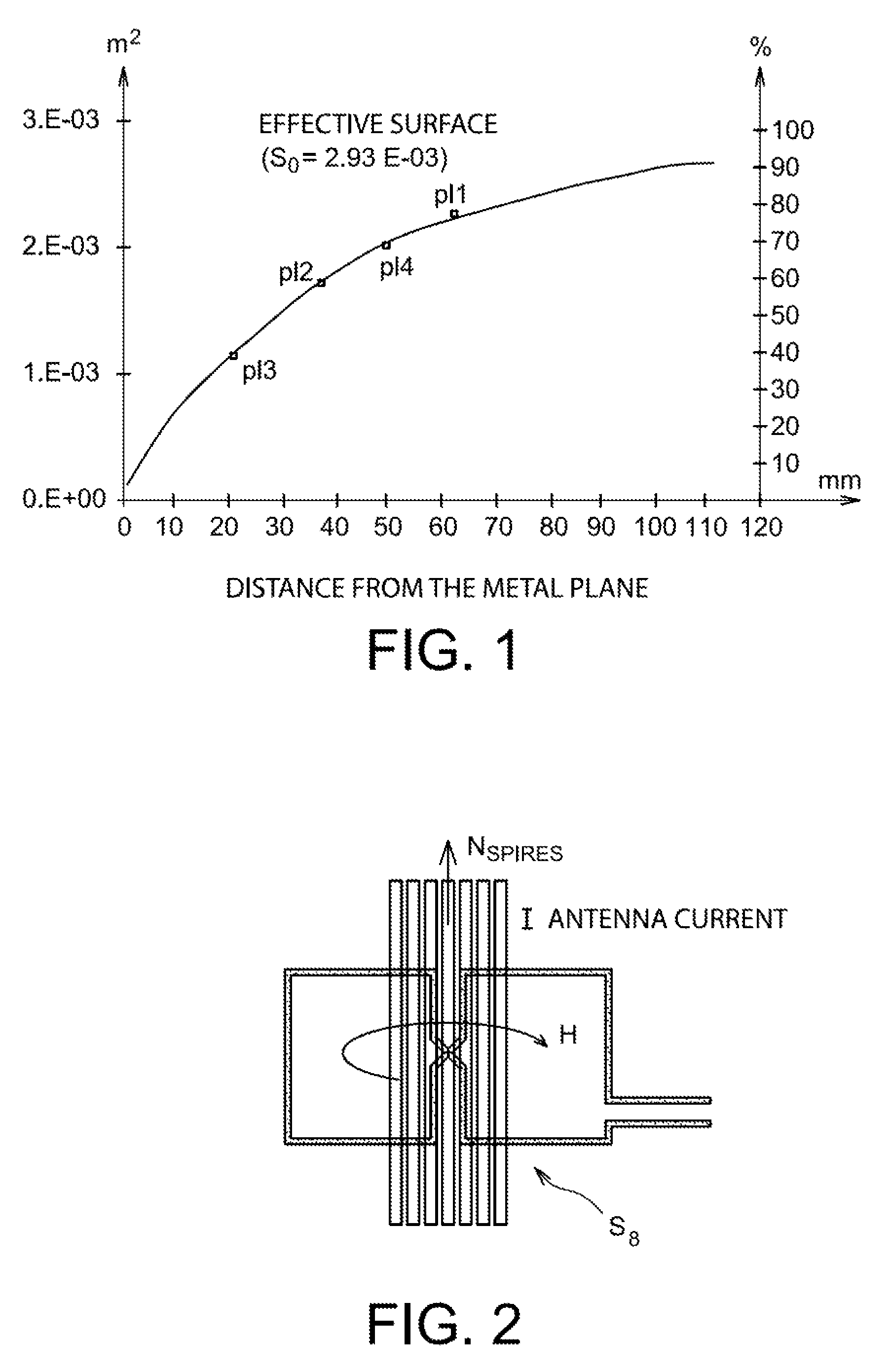 Device having reduced overall dimensions for identifying a metal substrate in a dusty and metallic environment, and application for identifying containers containing nuclear fuel elements in the production plant thereof