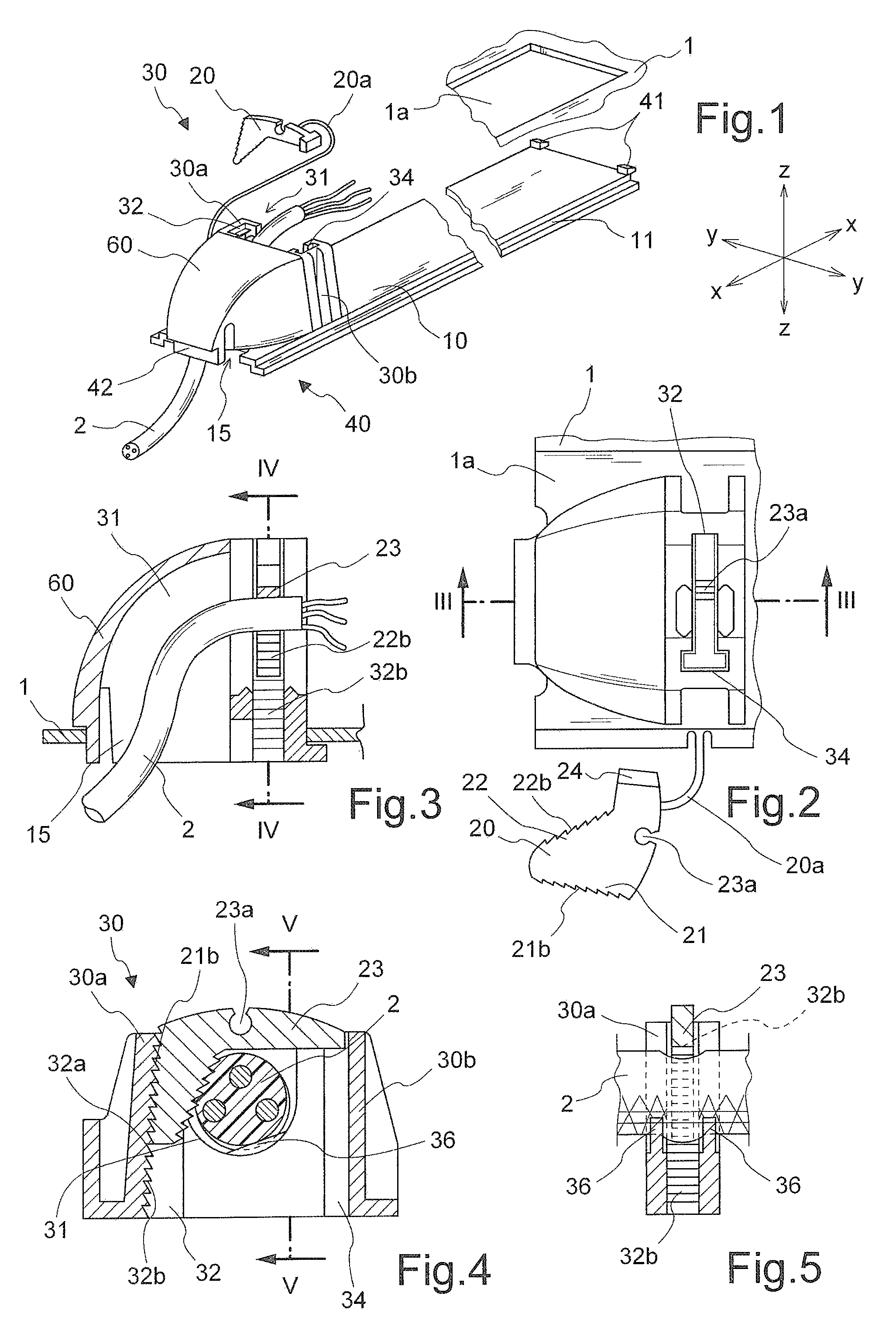 Combined cable guiding/clamping device