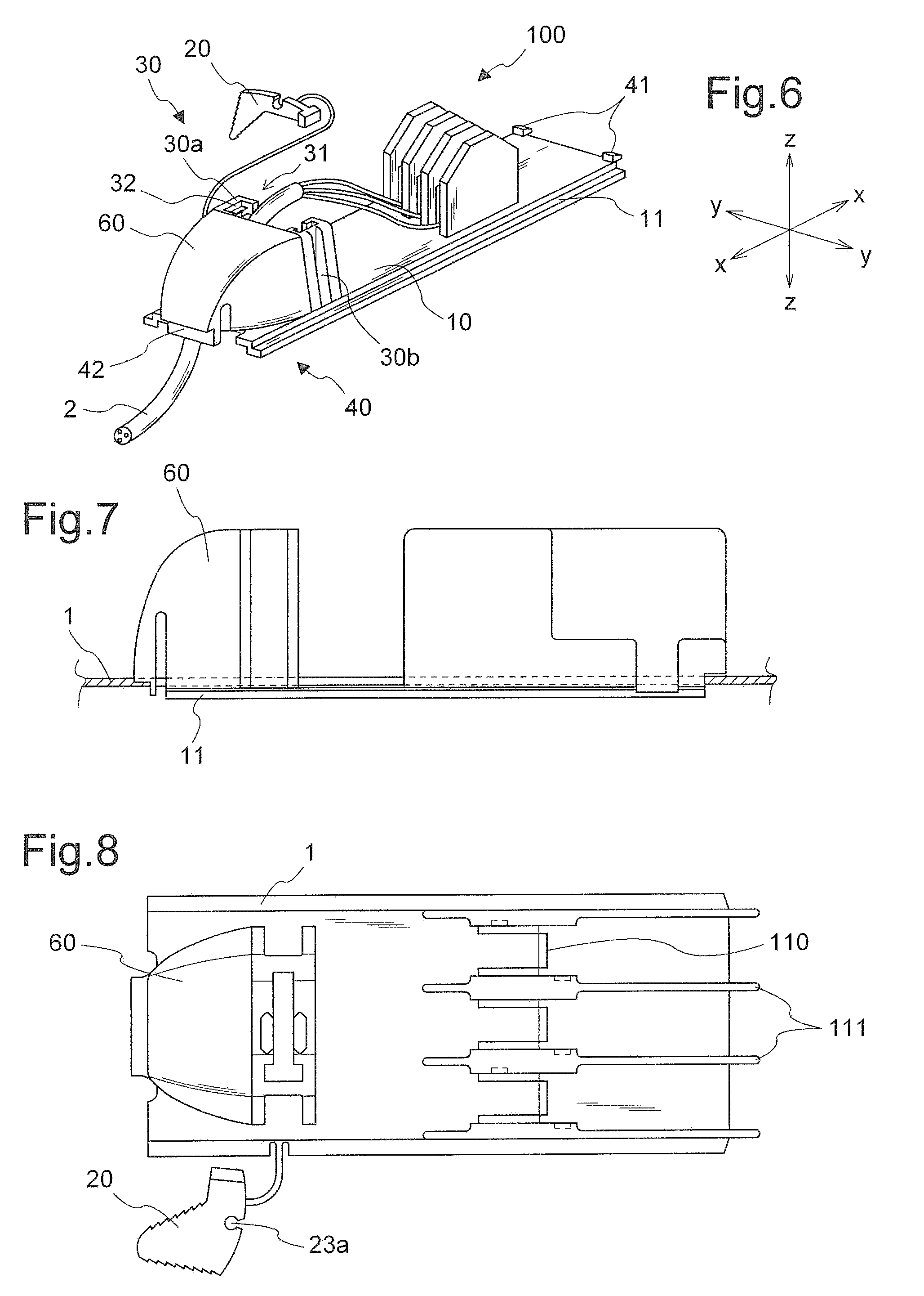 Combined cable guiding/clamping device