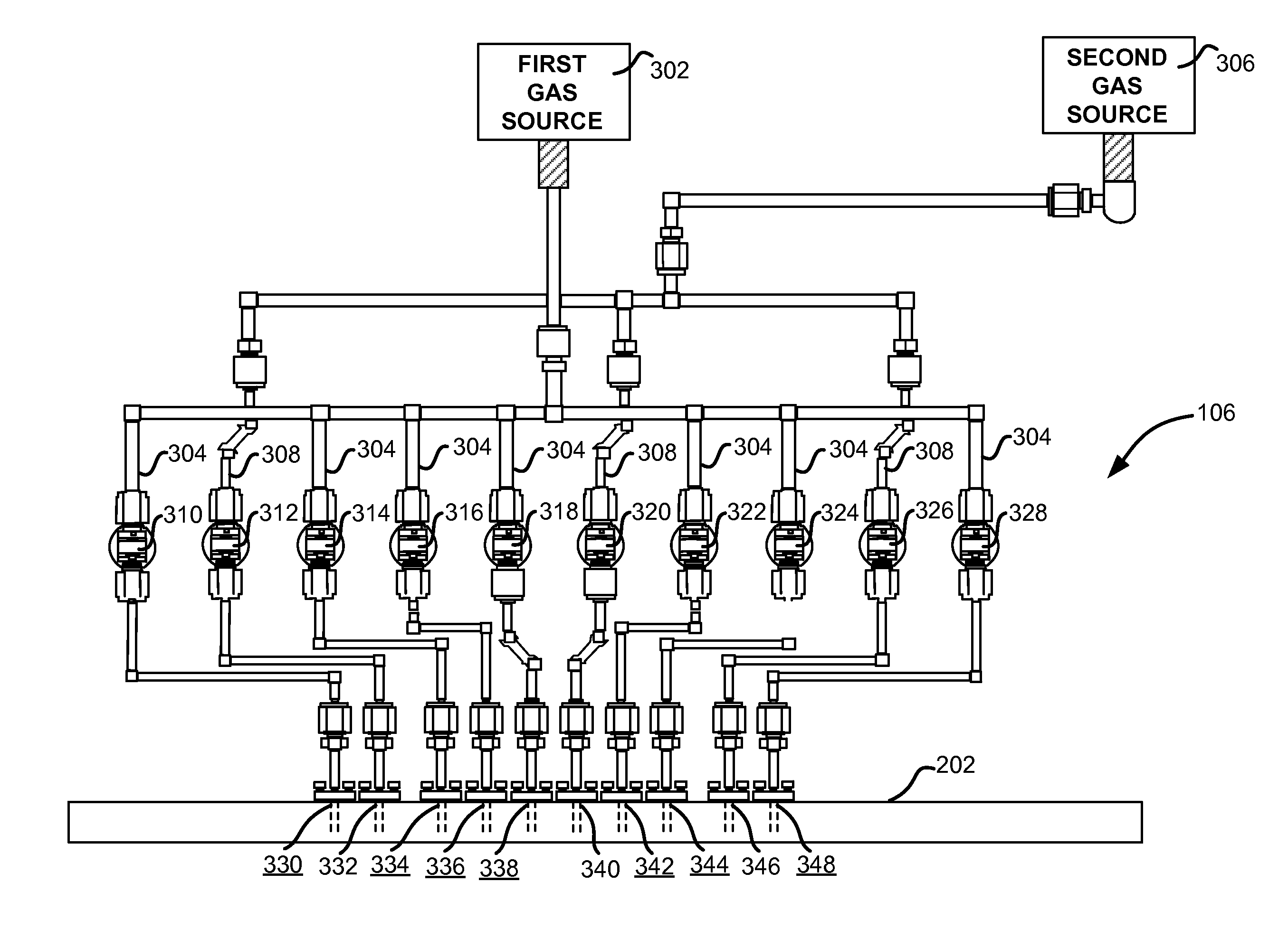 Gas distribution system, reactor including the system, and methods of using the same