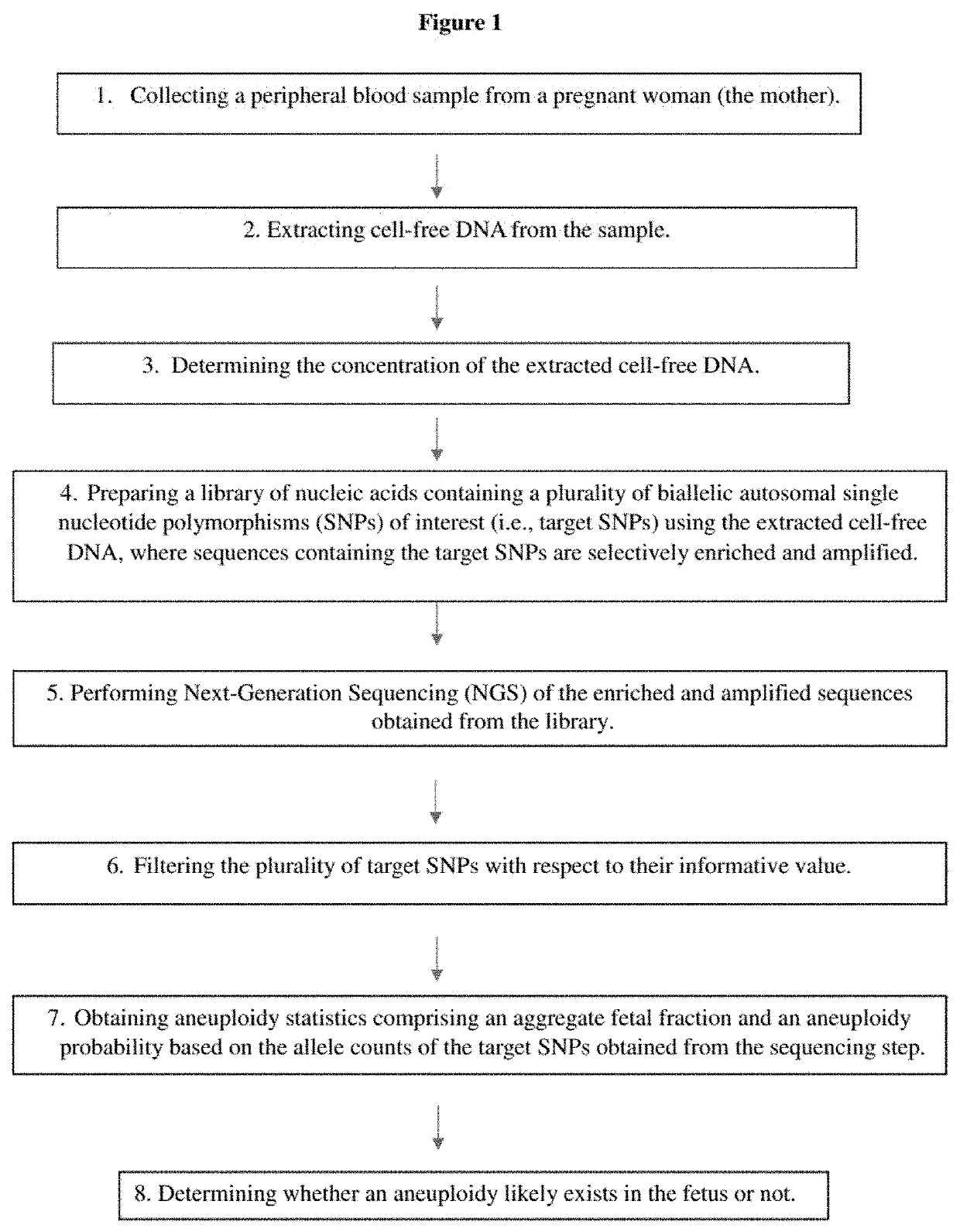 Methods for non-invasive prenatal determination of aneuploidy using targeted next generation sequencing of biallelic snps