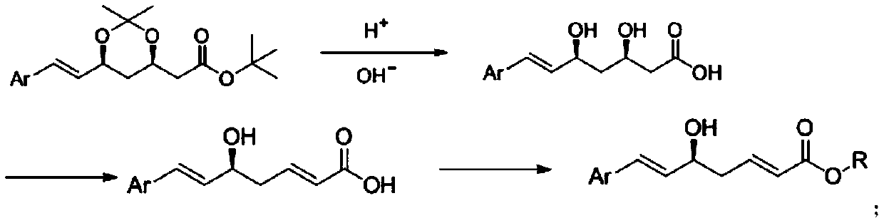 Method for preparing rosuvastatin and pitavastatin 2, 5-diene heptanoate compound