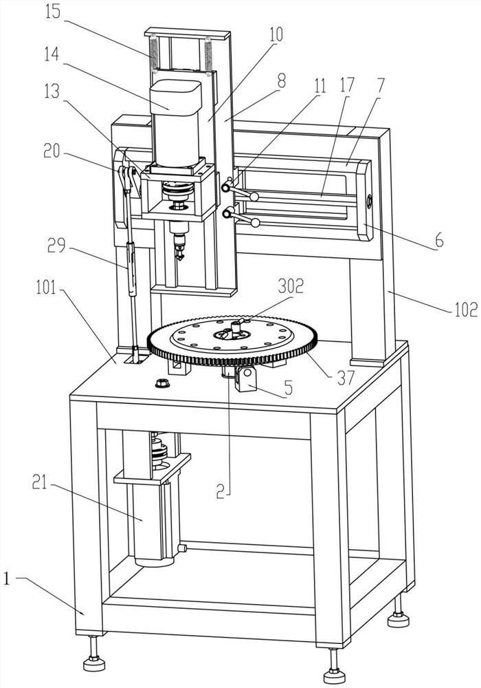 A rotary toothed plate wall threaded hole chamfering machine