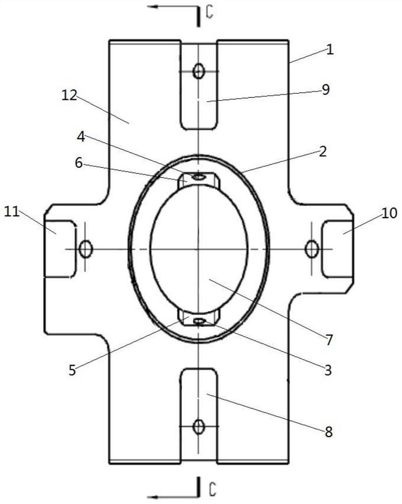 A positioning and clamping device and method for machining inclined holes in annular parts