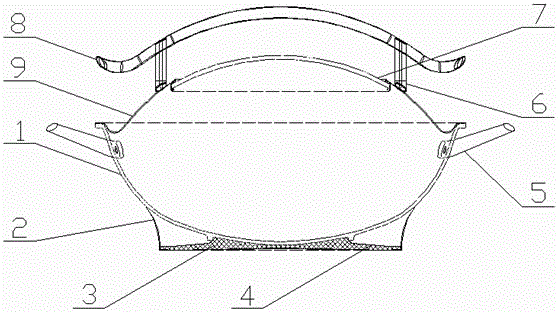 Oil-smoke-free energy-gathering frying pan and steam circulation pot cover used in conjunction with it