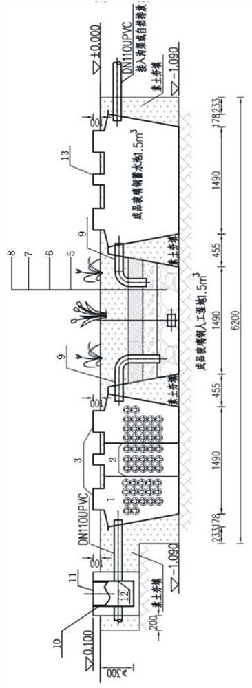 Construction method of retail household courtyard type domestic grey water environment-friendly treatment facility