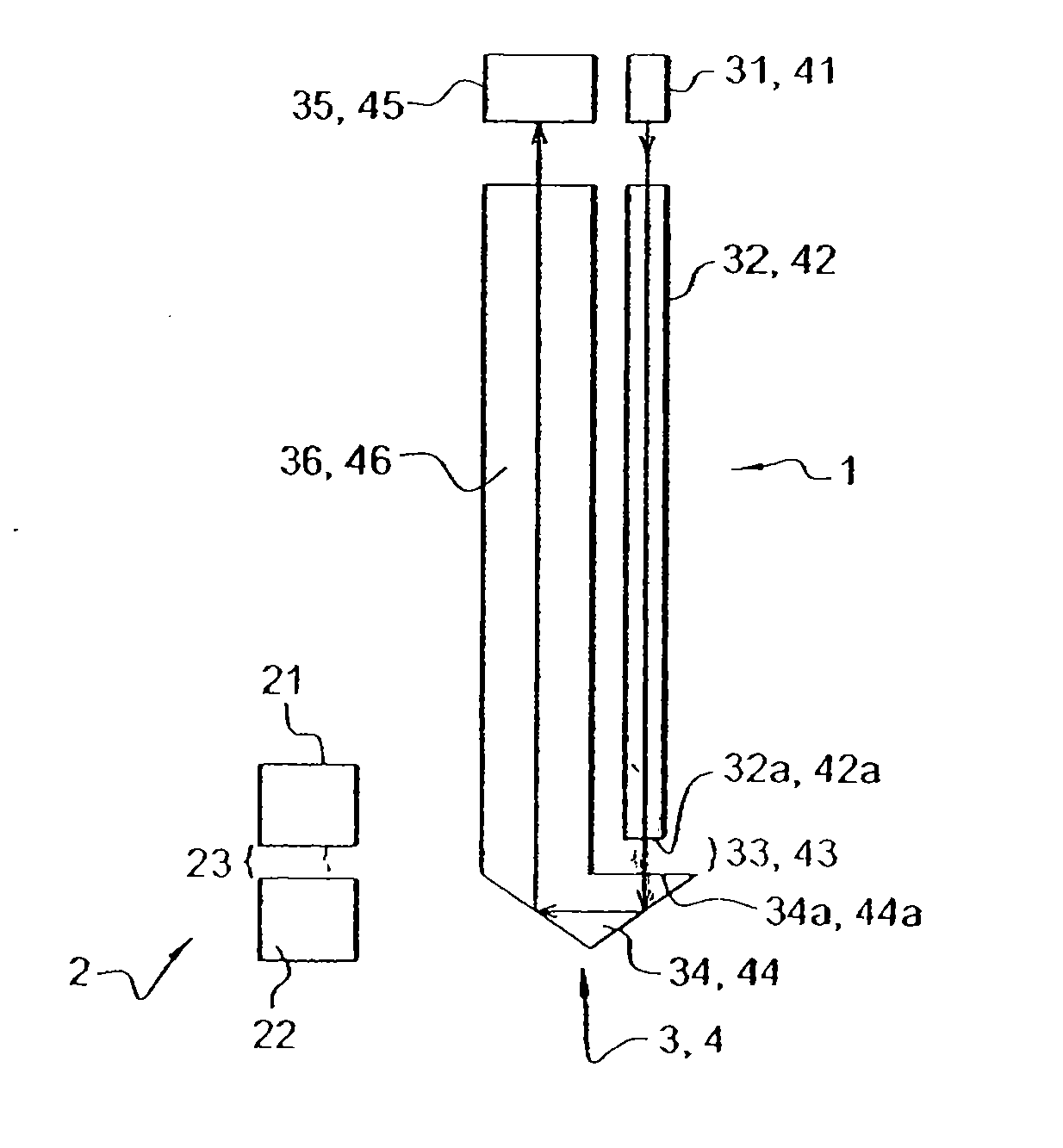 Probe for Measuring Light in a Liquid, Probe for Detecting the Flocculation Threshold of a Colloidal Medium, Related Detection Method and Use for Determining the Flocculation of Asphaltenes