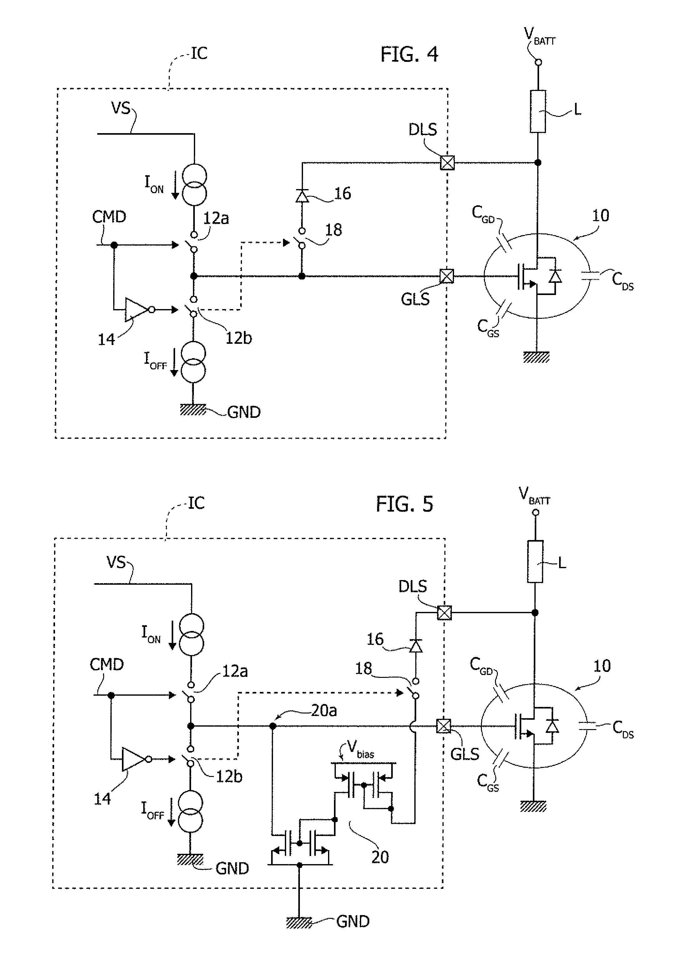 Driver device for transistors, and corresponding integrated circuit