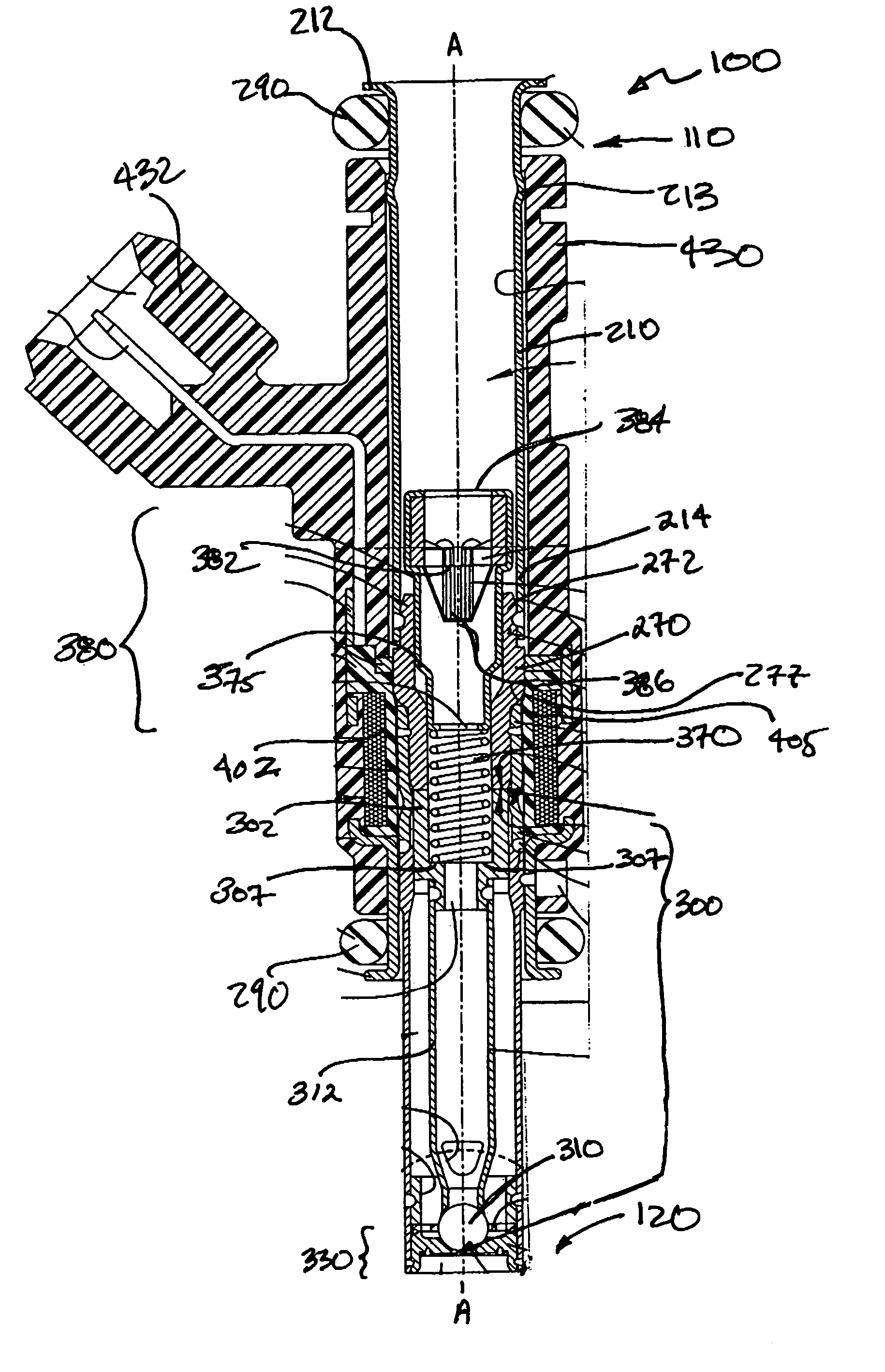 Deep pocket seat assembly in modular fuel injector with fuel filter mounted to spring bias adjusting tube and methods