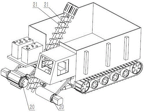 A crawler road snow removal vehicle