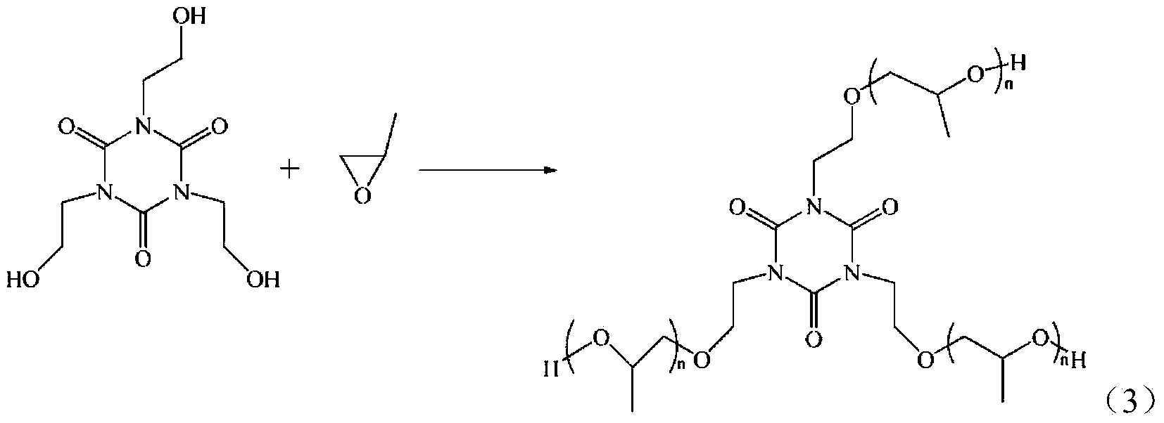 Heat-resisting flame-retardant isocyanurate-ring-containing polyether polyol with controllable hard segment/soft segment ratio and preparation method thereof