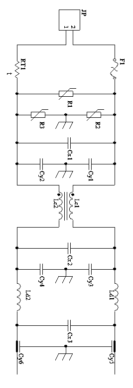 Preceding-stage EMI filtering protective circuit of driving power source