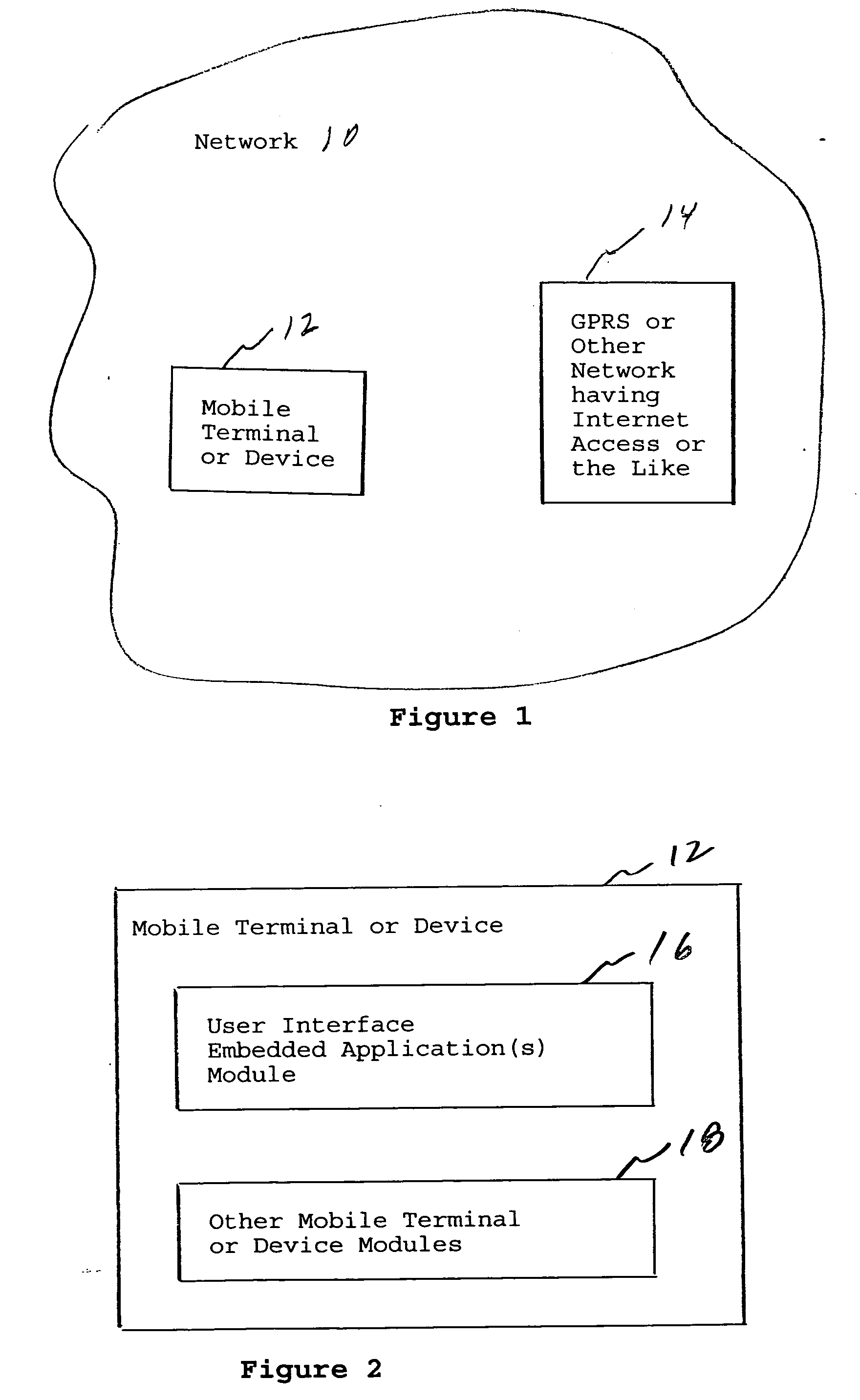 Method and apparatus for displaying user interface embedded applications on a mobile terminal or device