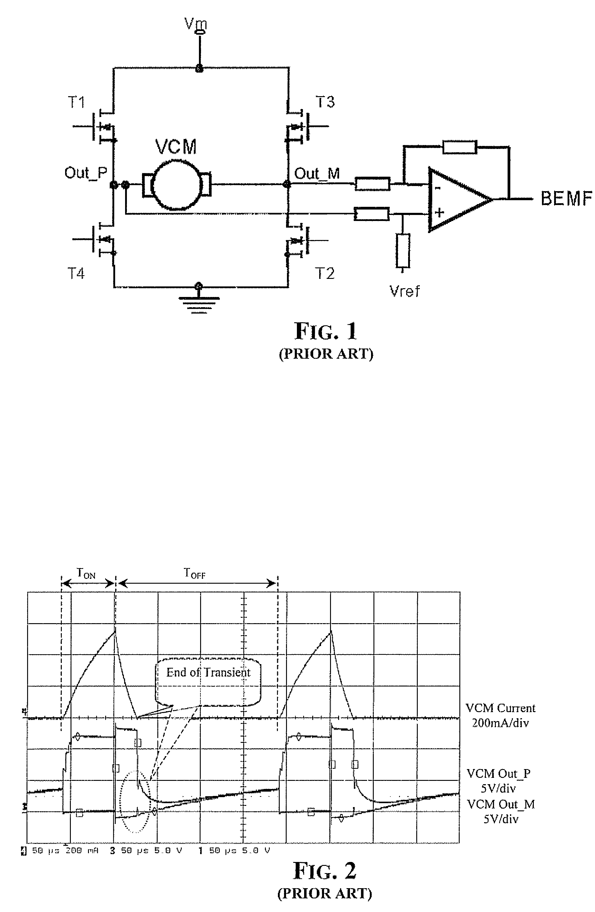 Method for sensing the back electromotive force induced in the winding of a voice coil motor