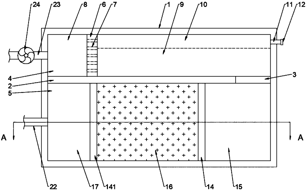 Biotechnology-based simple treatment device for rural sewage