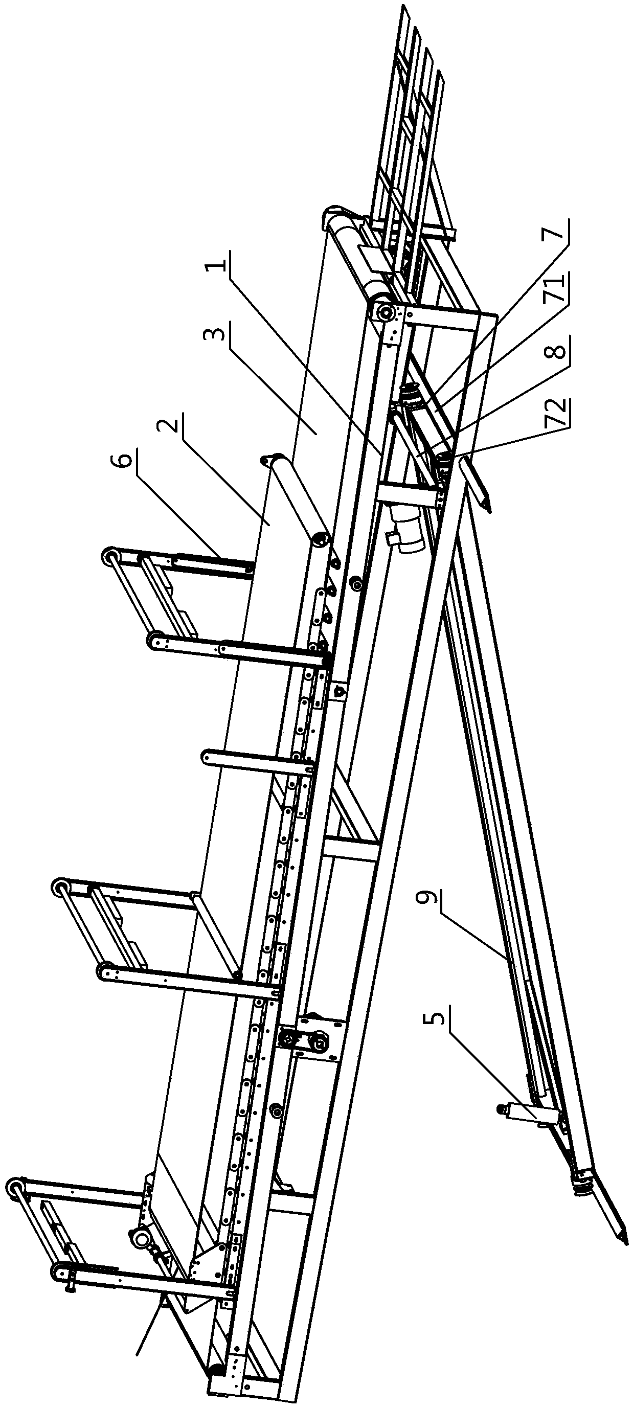 Laminating and conveying device of paper mounting machine