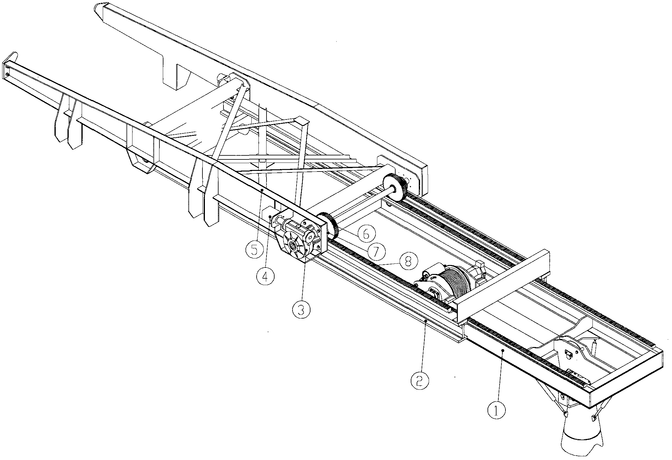 Horizontal telescopic suspension arm