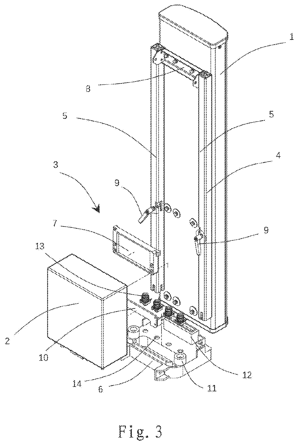 Mounting device and base station antenna system and mounting method