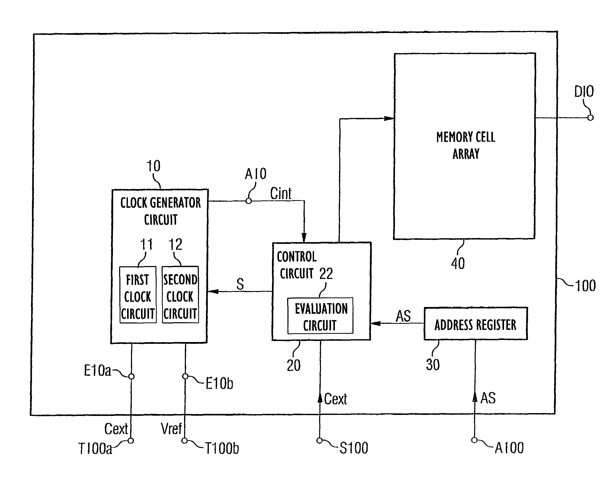 Integrated semiconductor memory with clock generation