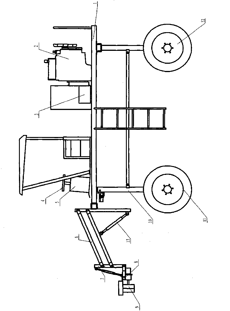 Self-propelled over-partition type machinery for removing stamens of corns