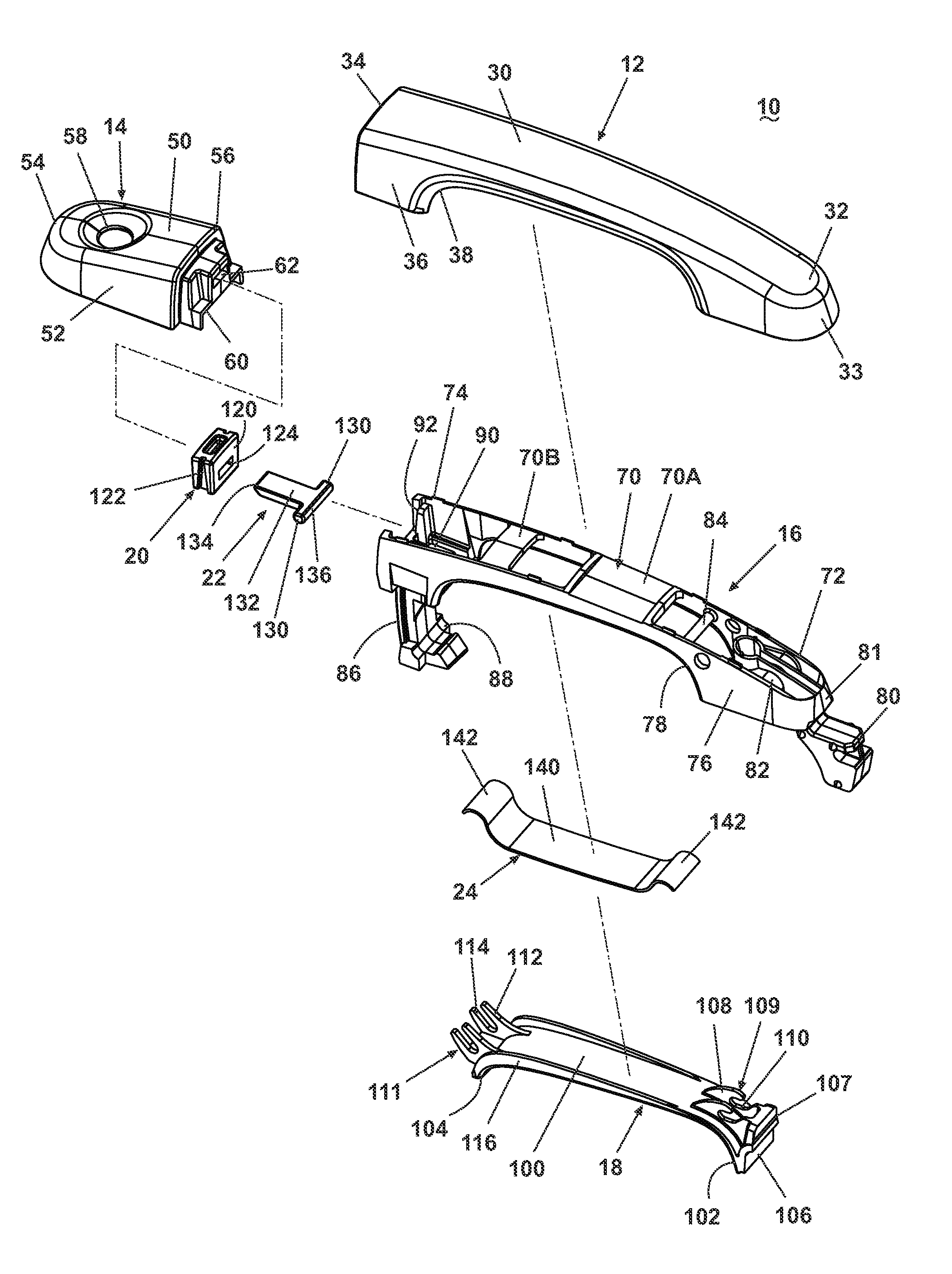 Vehicular door handle included secondary latch