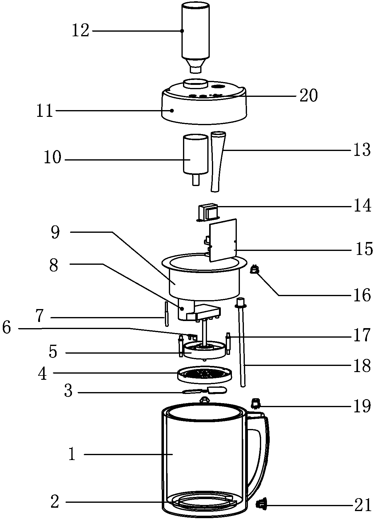 Full-automatic grinder for soybean milk and other drinks