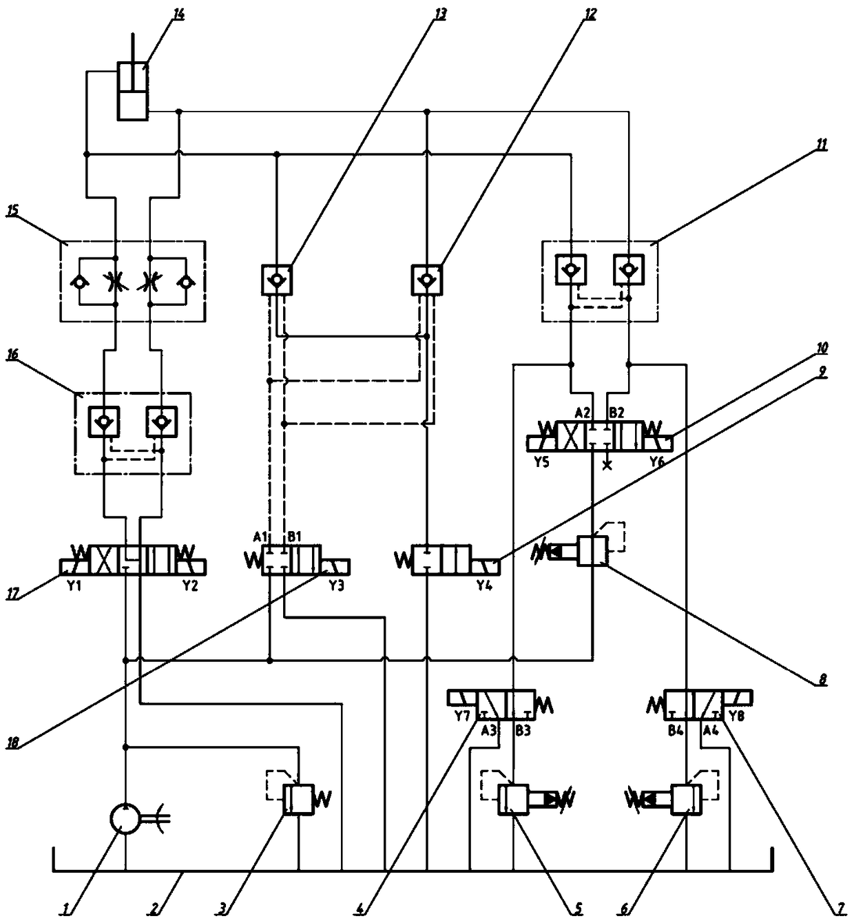 Hydraulic system and adjusting method for floating of agricultural implement